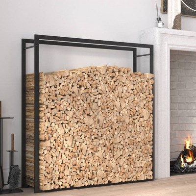 vidaXL Firewood Rack Matt Black 19.7"x11"x52" Steel