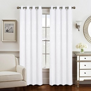 Olivia Gray Roxy Two Tone Jacquard Grommet Single Panel - 54x84", White - 1 of 4