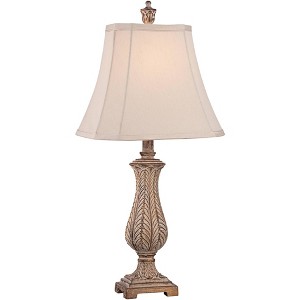 Regency Hill Country Cottage Table Lamp 25" High Antique Gold Leaves Petite Vase Off White Rectangular Shade for Living Room Family Bedroom - 1 of 4