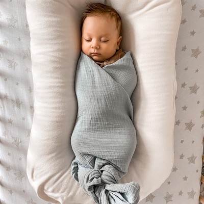 Misty Blue Extra-Large Cotton Muslin Swaddle Blanket