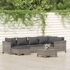 vidaXL 7 Piece Patio Lounge Set with Cushions Gray Poly Rattan - 2 of 4