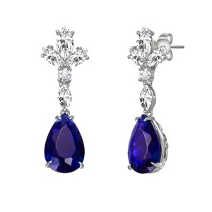 Guili Sterling Silver 14k Gold Plated Blue & White Cluster Dangle Earrings - 1 of 3