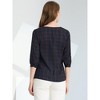 INSPIRE CHIC Women's V Neck 3/4 Sleeves Ligthweight Check Plaid Blouses - 4 of 4