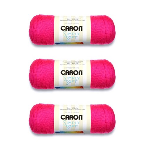 Caron Simply Soft Neon Pink Yarn - 3 Pack of 170g/6oz - Acrylic - 4 Medium  (Worsted) - 315 Yards - Knitting/Crochet