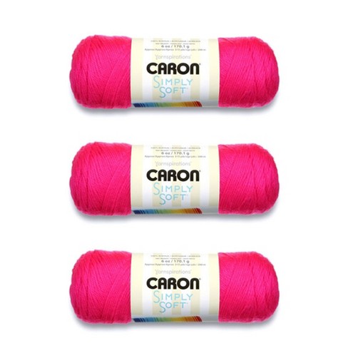 Caron Simply Soft Neon Pink Yarn - 3 Pack Of 170g/6oz - Acrylic