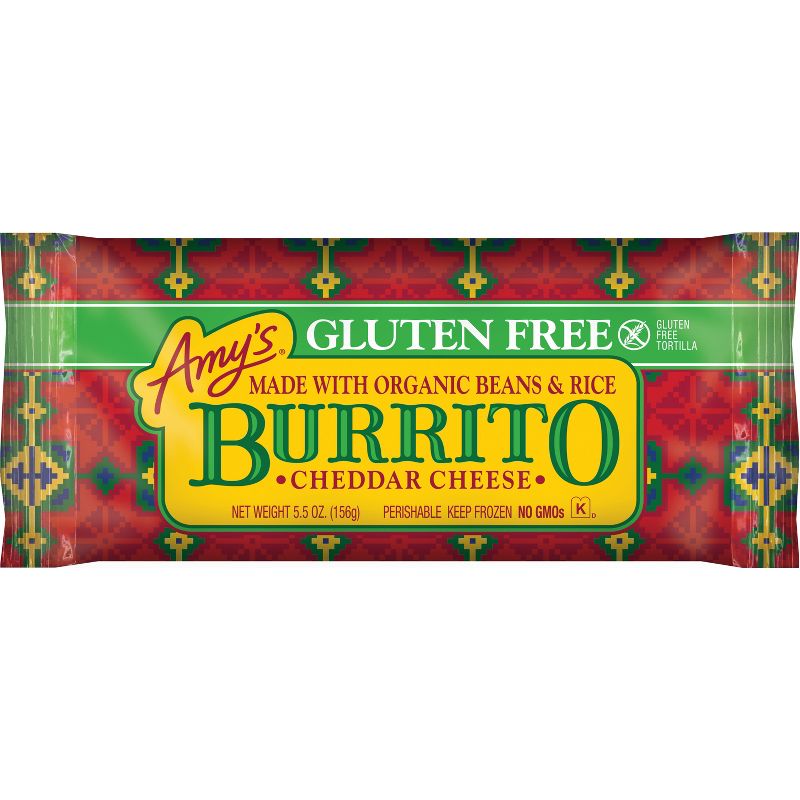 Amy&#39;s Gluten Free Bean &#38; Cheese Frozen Burrito - 5.5oz, 1 of 6