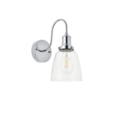 Chrome and Clear Glass Bell Shade Wall Sconce