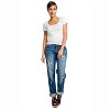 Poetic Justice Women's Curvy Fit Blue Bleach Spots Rolled Cuff Boyfriend Jeans - 4 of 4
