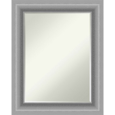 Amanti Art Peak Polished Nickel Petite Bevel Bathroom Wall Mirror 30 x 24 in.