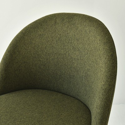 Olive Green Upholstered Counter Stools with Black Metal Frame, Set of 2