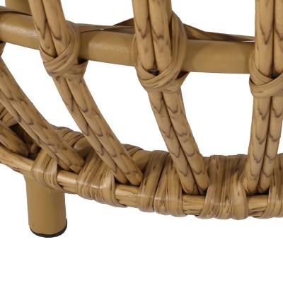 Ottawa Light Brown Wicker and Metal Boho Side Table