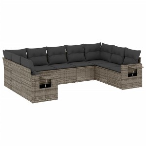 vidaXL Garden Sofa Set Grey PE rattan, powder-coated steel, polyester fabric - 1 of 4