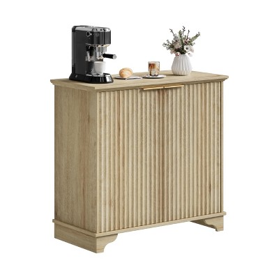 Coffee Bar Cabinet - Farmhouse Storage with Fluted Doors, Sideboard Buffet Cabinet with Adjustable Shelves, for Kitchen, Dining Room, Living Room