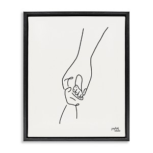 Stupell Industries Parent & Child Holding Hands Family Line Doodle Floating Frame Canvas Art, Black, 25" x 31" - 1 of 4