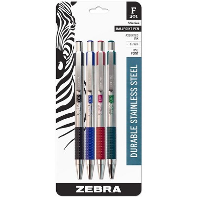 Zebra Pen F-301 Stainless Steel Retractable Ballpoint Pen 521182