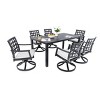 7-Piece Outdoor Dining Set, Swivel Rock Dining Chairs and Dining Table with Umbrella Hole, Aluminium Chairs with Foam Cushions-Coolbibila - 4 of 4