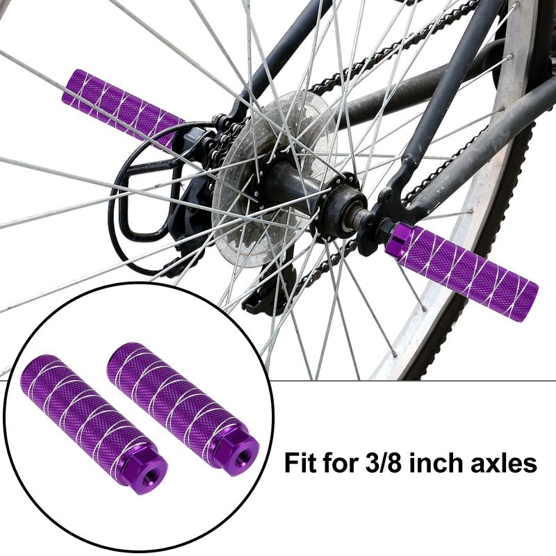 Unique Bargains Universal Axle Rear Foot Pegs Footrests for BMX MTB Bike Bicycle Axles Pedals Purple 3.94"x1.10" 1 Pair, 2 of 8