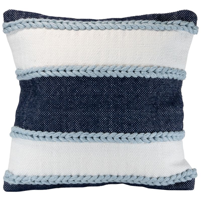 Striped Hand Woven Outdoor Decorative Throw Pillow with Pulled Yarn Accents - Foreside Home & Garden, 1 of 7