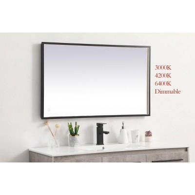 Black Aluminum Rectangular LED Bathroom Vanity Mirror