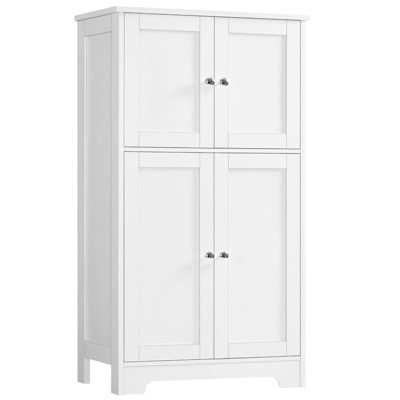 USIKEY Storage Cabinet, Bathroom Cabinet with 4 Doors & Adjustable Shelf, Bathroom Floor Cabinet for Living Room, Entryway, Home Office