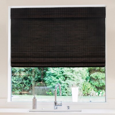 Espresso Bamboo Cordless Blackout Roman Shade 23" W x 64" L