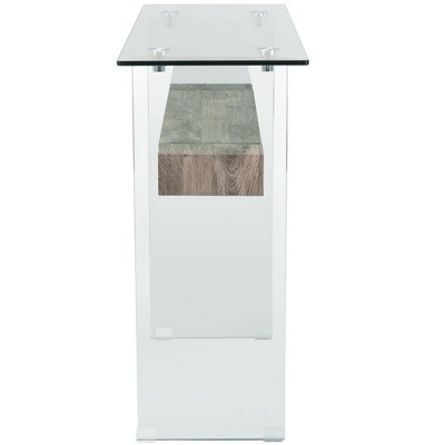 Kayley Grey Oak and Glass Console Table with Geometric Lines