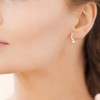 Saint Roman La Bastide Sterling Silver Hoop Earrings with Charms - Rhodium-Plated, Sparkling Zirconium Oxide Accents - 2 of 3
