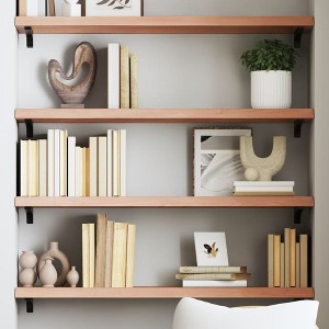 vidaXL Wall Shelf Light Brown 39.4 in.x11.8 in.x(0.8 in.-1.6 in.) Treated Solid Wood Oak - 1 of 4