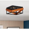 Modern Industrial Flush Mount Light, Square Wood Frame Ceiling Fixture for Entryway Kitchen Foyer - 2 of 4