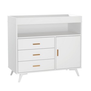 Baby Changing Table Dresser ¨C White, 3-Drawer Nursery Dresser with Removable Changing Pad for Infants - 1 of 4