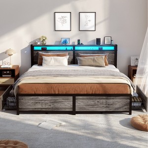 Aheaplus Bed Frame with Storage Drawers and Charging Station - 1 of 4