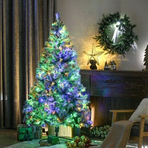 7.5/6 ft Tall Prelit Artificial Christmas Tree Holiday Décor with 1149/350 Snow Flocked Branches, 550 Warm White or Colorful LED Lights, Steel Base - 1 of 4