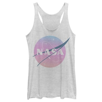 Women's Nasa Dusk Logo Racerback Tank Top - White Heather - 2x Large ...