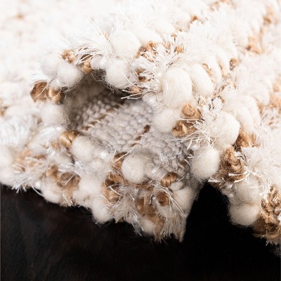Gray Square Tufted Shag Wool and Viscose Rug