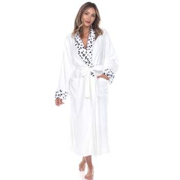 Womens Plus Leopard Print Cozy Lounge Robe - White Mark