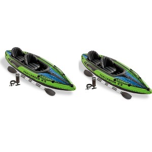 Intex Challenger K2 2-Person Inflatable Sporty Kayak + Oars And Pump (2 Pack) - 1 of 4