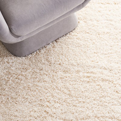 Coastal Comfort Ivory Synthetic Shag Runner Rug, 2'3" x 7'