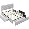 Yaheetech Upholstered Faux Leather Bed Frame with Adjustable Headboard - 2 of 4