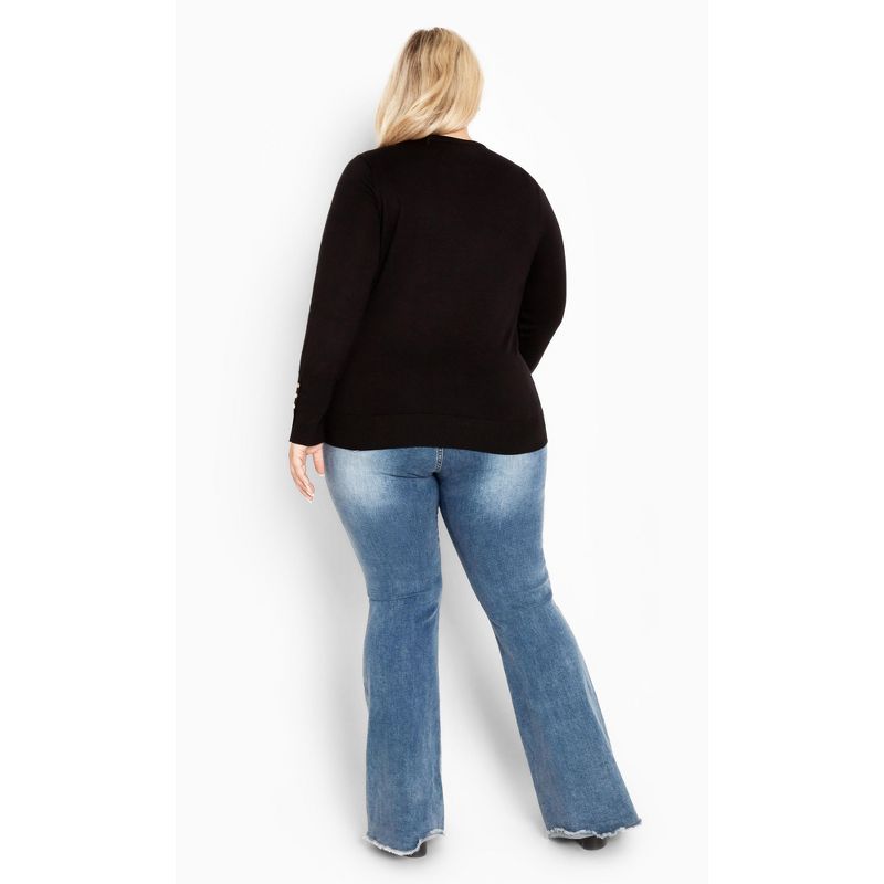 Women's Plus Size Lara Button Sweater - black | AVENUE, 4 of 8