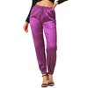 INSPIRE CHIC Women's Drawstring Elastic Waist Ankle Length Satin Joggers Pants with Pocket - 2 of 4