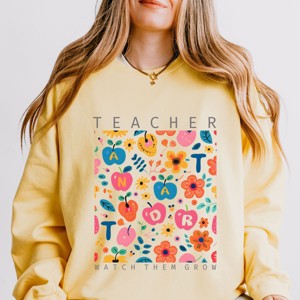 Simply Sage Market Teacher Watch Them Grow Lightweight Garment Dyed Sweatshirt - 1 of 4