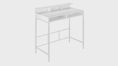 White Wood Standing Desk with Hutch and Shelves