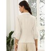 INSPIRE CHIC Women's Linen Notched Collar One Button 3/4 Sleeve Casual Work Business Blazers - 3 of 4
