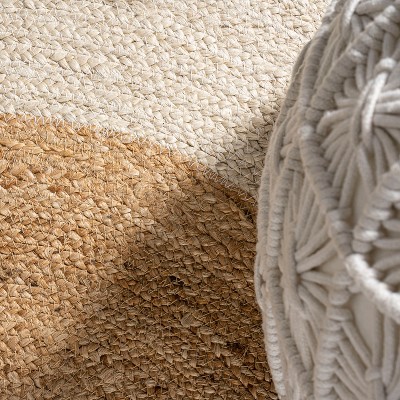 Oceana Cream/Natural Handcrafted Jute 6' Round Area Rug