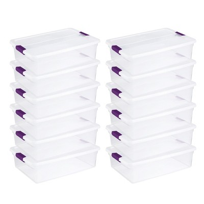 Sterilite 60 Qt Clearview Latch Storage Box Stackable Bin With Latching Lid,  Plastic Container To Organize Clothes In Closet, Clear Base, Lid, 8-pack :  Target