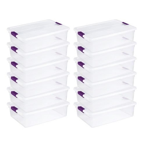 Sterilite 32 Qt Clearview Latch Storage Box, Stackable Bin With Latching Lid,  Plastic Container To Organize Clothes Underbed, Clear Base, Lid, 6-pack :  Target