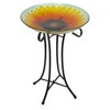 Northlight 20.5" Orange and Yellow Sunflower Glass Bird Bath with Stand - image 4 of 4