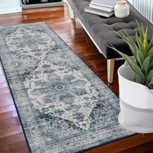 TackView Machine Washable Area Rug, Floral Carpet, for Bedroom, Living Room, Nursery - 1 of 4
