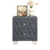 Elegant Velvet Nightstand with 2 Drawers and Crystal Handle, Storage Bedside Table with Button-Tufted - ModernLuxe - 4 of 4