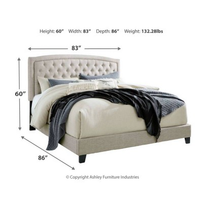 King Gray Upholstered Bed with Tufted Headboard